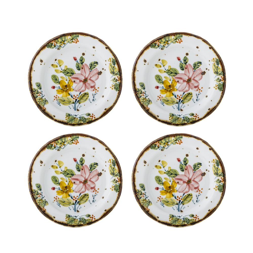 Bloomingville Savina Teller 4er Set D15 cm bunt - Steingut Teller mit Blumenmuster für Tischdeko