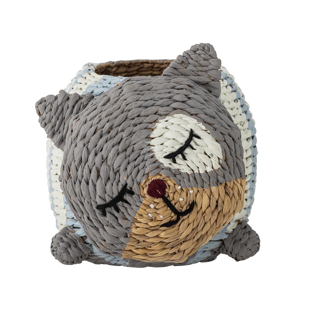 Bloomingville MINI Mille Korb natur - Aufbewahrungskorb Katze aus Wasserhyazinthe Kinderzimmer