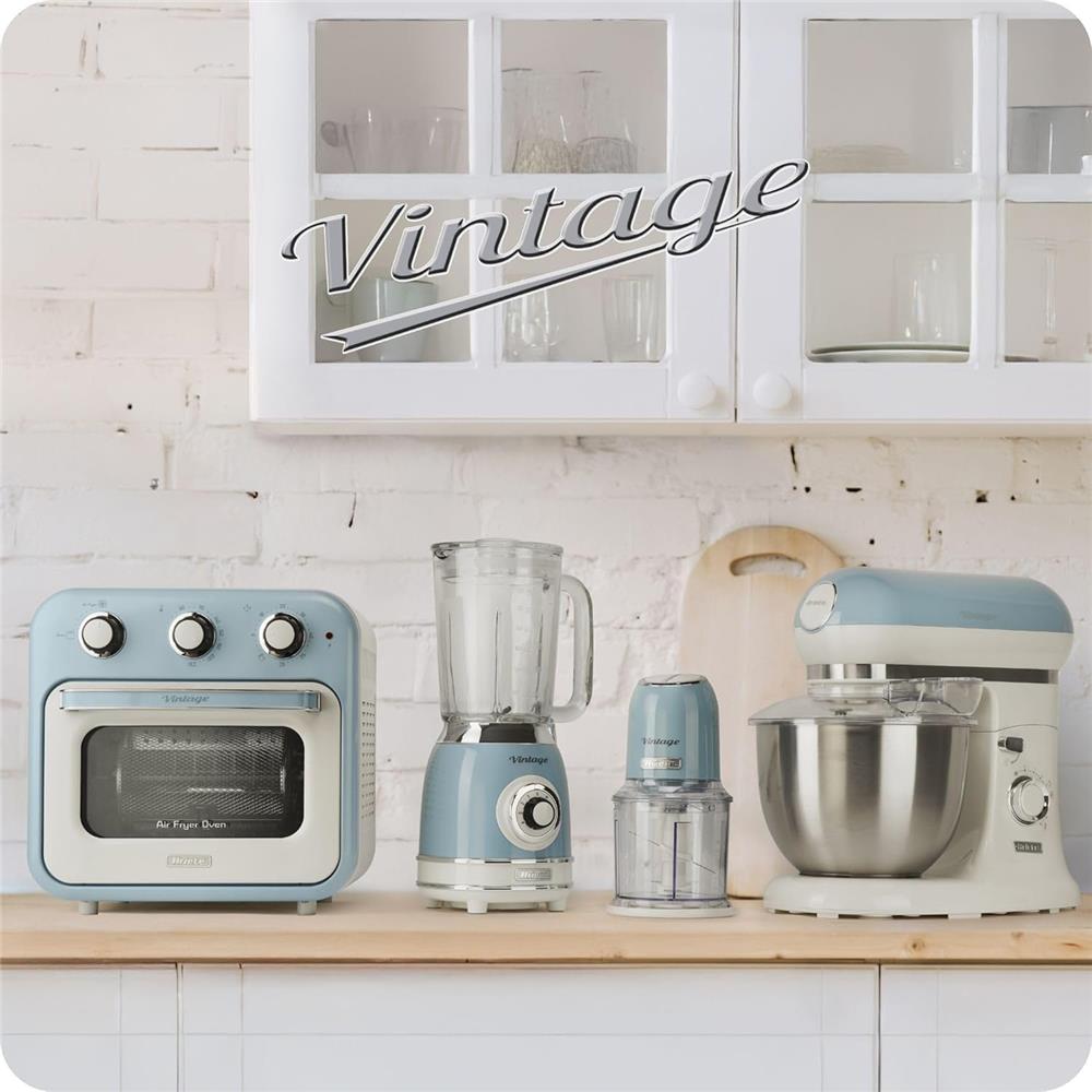Ariete Vintage Handmixer, Blau, Elektrischer Mixer 450W, 5 Stufen Turbo, Schneebese, Knethaken