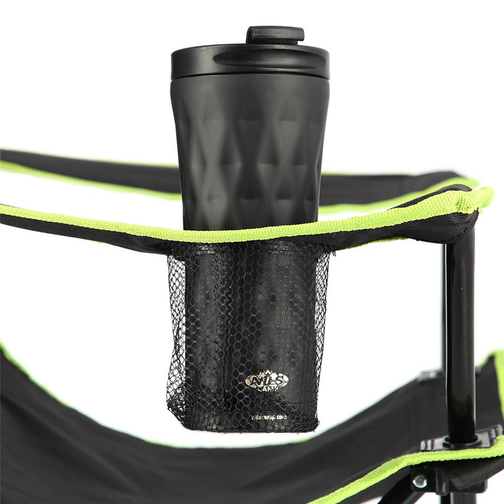 NILS CAMP Campingstuhl Schwarz-Limettengrün - klappbarer Klappstuhl mit Becherhalter für Camping & Garten