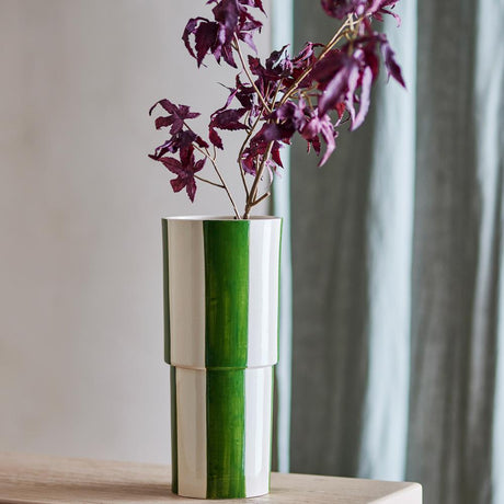 Bloomingville Floki Vase Steingut grün 31 cm dekorativ
