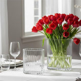 BOLTZE Vase Tulipa 2er Set Glas transparent Relief modern Blumenvase