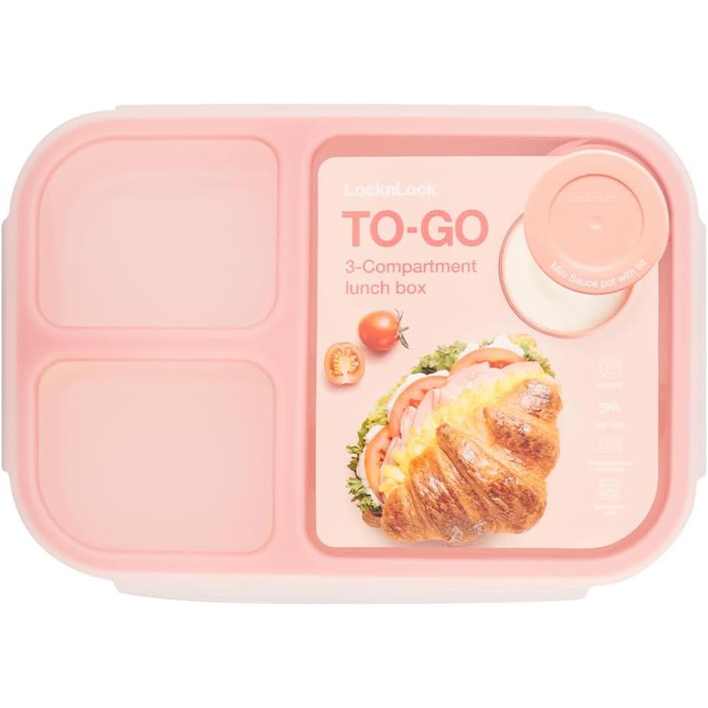 LocknLock Lunchbox 1,5 L, 3 Fächer, Saucenbehälter, BPA-frei
