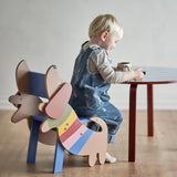Bloomingville MINI Liova Tisch blau/weiß gestreift - Kindertisch aus MDF mit Streifenmuster für Kinderzimmer