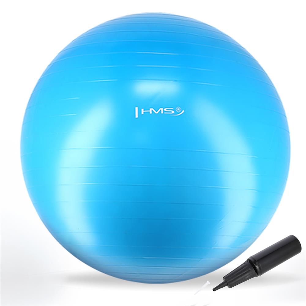 Gymnastikball 75 cm Azurblau mit Luftpumpe für Pilates und Fitness | HMS YB01N