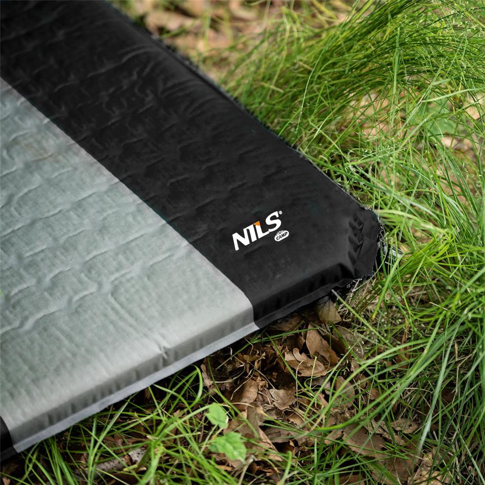 NILS CAMP selbstaufblasende Campingmatte 195 cm schwarz Isomatte Outdoor Schlafmatte