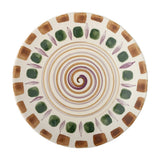 Bloomingville Shama Teller, Grün/Braun, Steingut, 27 cm, mit handbemaltem Muster