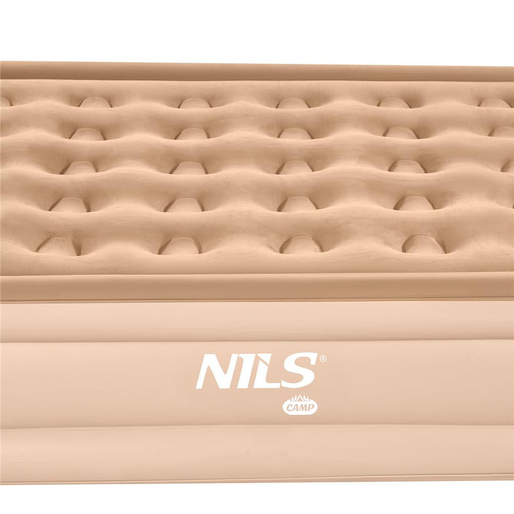 NILS CAMP Campingmatratze Doppelbett beige 200x145x35 cm mit elektrischer Pumpe Gästebett