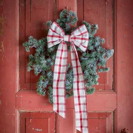 Bloomingville Ruby Weihnachtsschleife, Rot, Stoffschleife mit Clip 53 cm