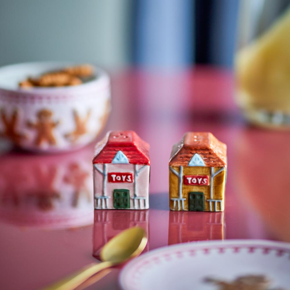 Bloomingville Homey Salz- und Pfefferset bunt aus Steingut handbemalte Streuer für Tischdeko