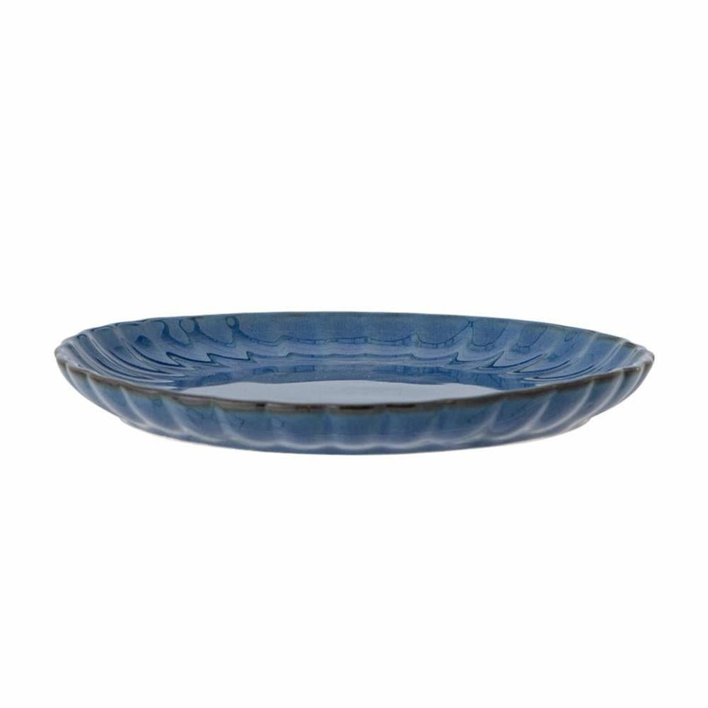 Bloomingville Latina Teller, Dunkelblau, 27 cm, Steingut, Speiseteller, dänisches Design