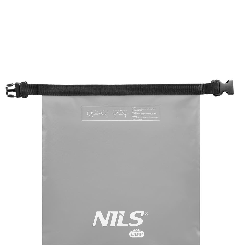 NILS CAMP Dry Bag 15L grau wasserdichter Beutel für Camping Kajak Strand Outdoor