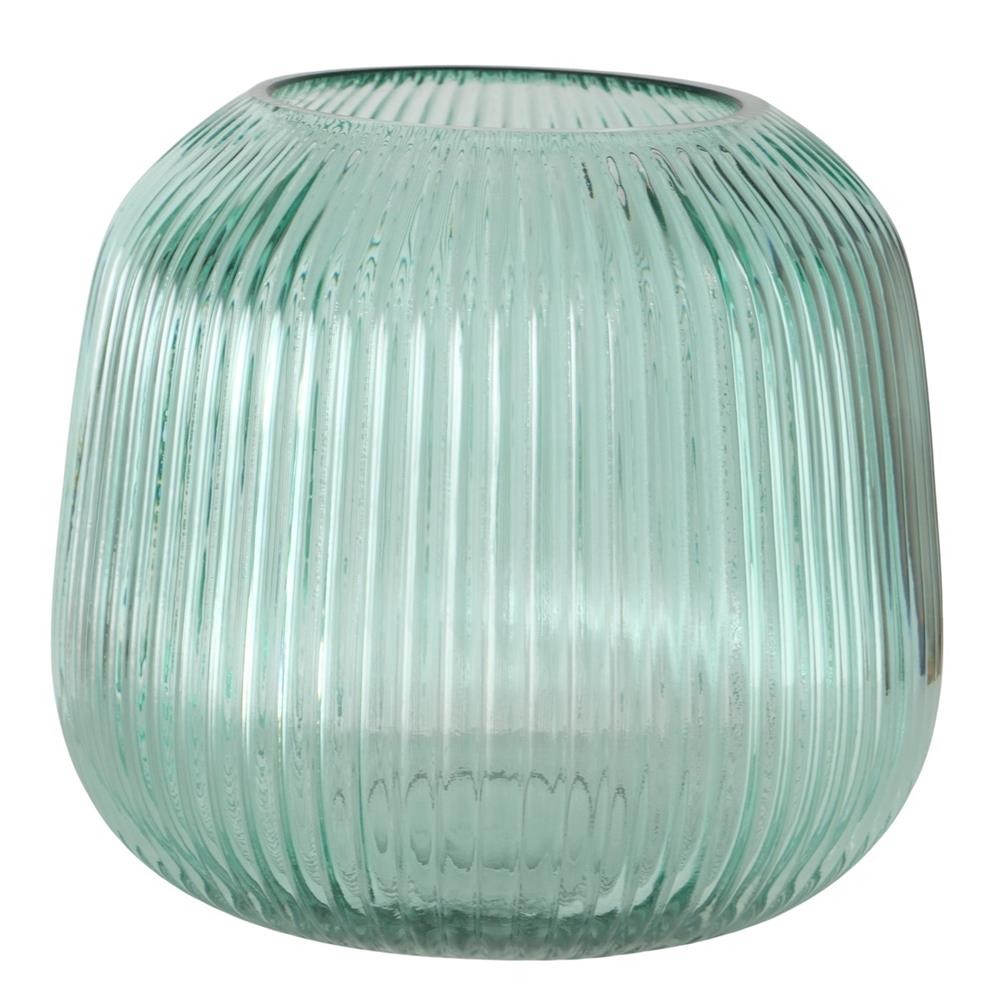 BOLTZE Windlicht Reggy Glas türkis rund 16 cm glänzend modern