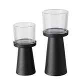 BOLTZE Windlicht Pius 2er Set Metall Glas schwarz rund modern skandinavisch