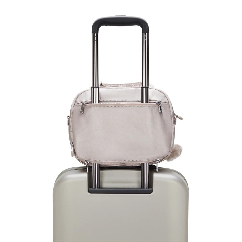 Kipling PALMBEACH, Beautycase, Metallic Glow (beige), Kulturtasche 7L Spiegel Trolleyhalterung