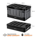 NILS CAMP Transportbox XL 70L Grau-Schwarz - große klappbare Campingbox für Auto & Outdoor