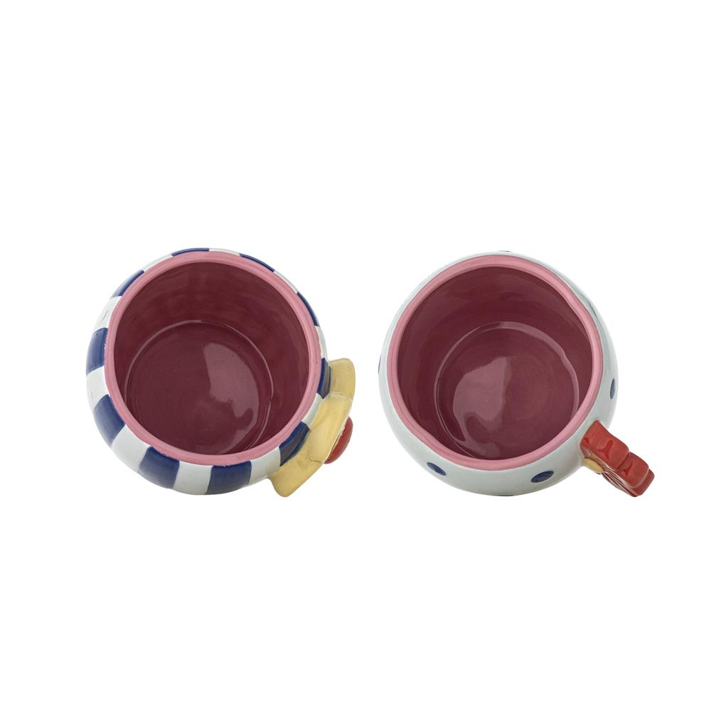 Bloomingville Haisy Tasse 2er Set blau - Steingut Tassen mit Blumenmotiv für Küche & Tischdeko