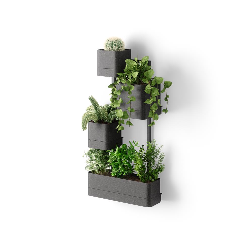 Umbra Cubiko Wandpflanzkasten mit 4 Pflanztöpfen, vertikale/horizontale Ausrichtung, in Schwarz