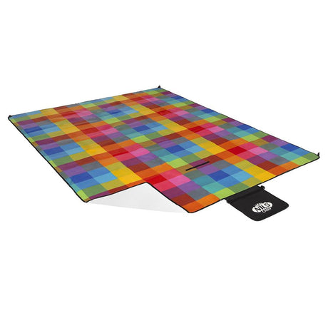 NILS CAMP Picknickdecke Bunt karriert 250x200 cm - große Outdoor Decke für Strand, Garten & Camping