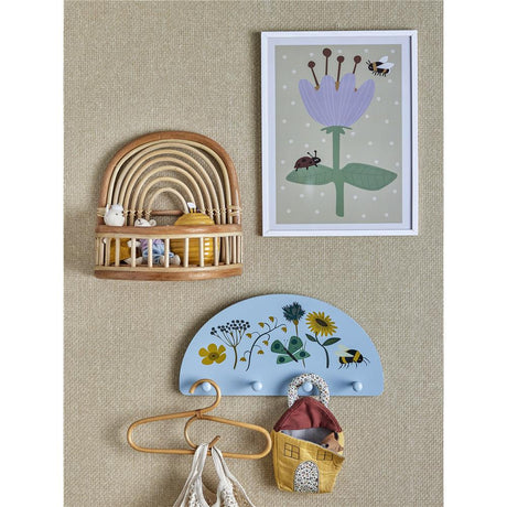 Bloomingville MINI Numa Illustration mit Rahmen, Wandbild Blume, Kinderzimmerdekoration