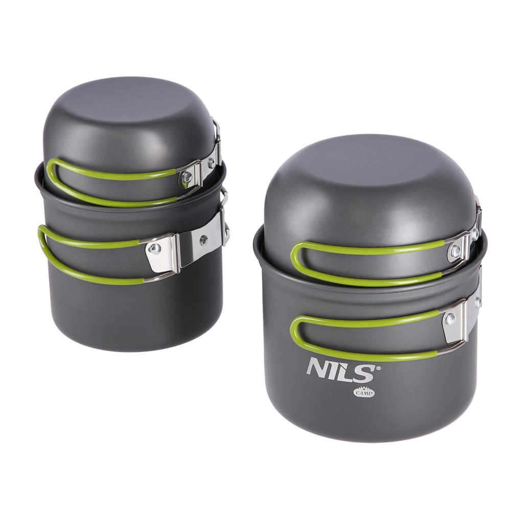 NILS CAMP Camping Kochgeschirr Set XL - leichtes Outdoor Topfset aus Aluminium für Camping & Trekking