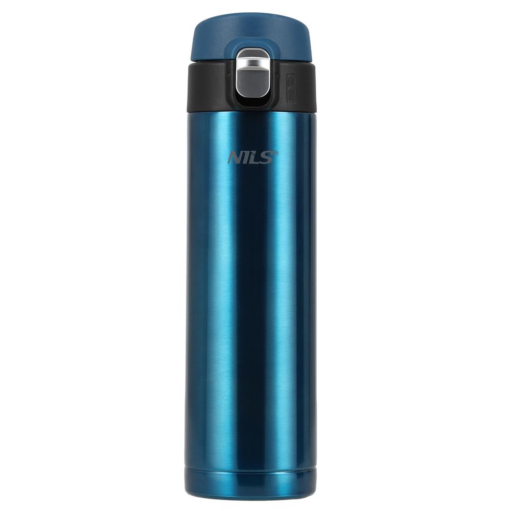 NILS Thermobecher 500 ml Edelstahl blau auslaufsicher für Camping Reisen Alltag