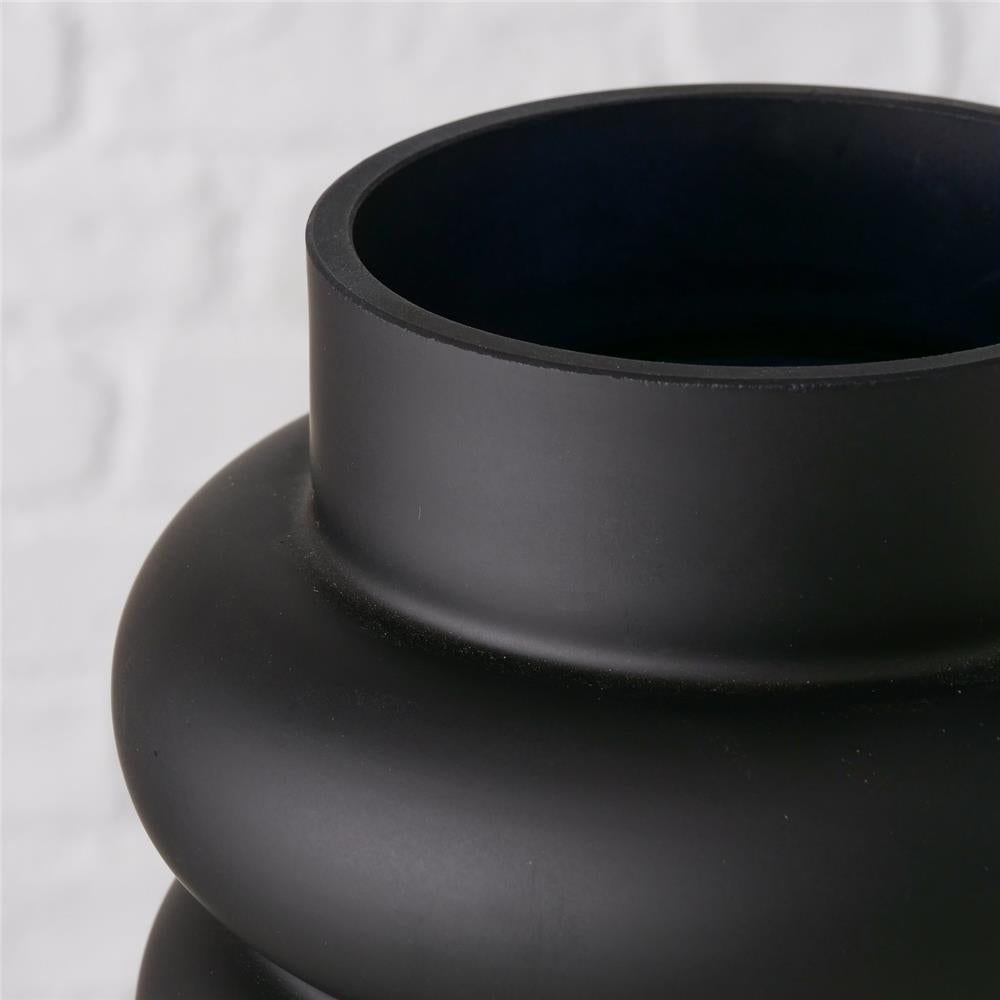 BOLTZE Vase Ribbo modern Glas schwarz matt rund 25 cm