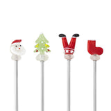 Bloomingville Misa Cocktail Rührstäbchen Rot Glas 4er Set Weihnachtsdeko
