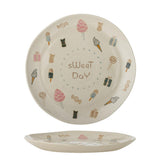 Bloomingville MINI Sweets Teller mit Süßigkeiten-Motiven, Steingut, Kinderteller, dänisches Design