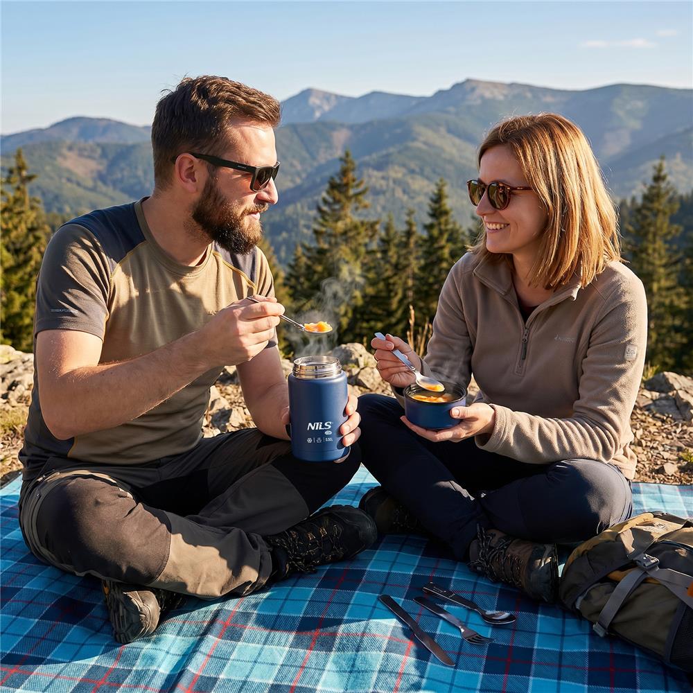 NILS CAMP Speisethermos 550 ml Blau Edelstahl Thermobehälter auslaufsicher