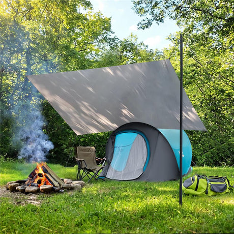 NILS CAMP Tarp 230x140 cm Blau - wasserdichte Camping Plane für Trekking, Outdoor & Schutz