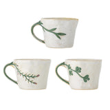 Bloomingville Loua Tasse grau aus Steingut – handbemaltes 3er Set für Kaffee & Tee in Küche