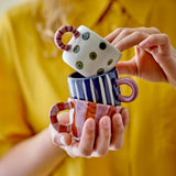 Bloomingville Nini Tasse Blau Steingut D6,5xH5 cm – handbemalte Mini-Tasse
