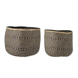 Bloomingville Heddy Korb, 2er Set, aus Seegras, in Schwarz und Natur gewebt, dänisches Design