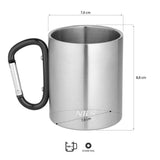 NILS CAMP Campingbecher Edelstahl 300 ml Schwarz - doppelwandiger Outdoor Becher mit Karabiner für Camping