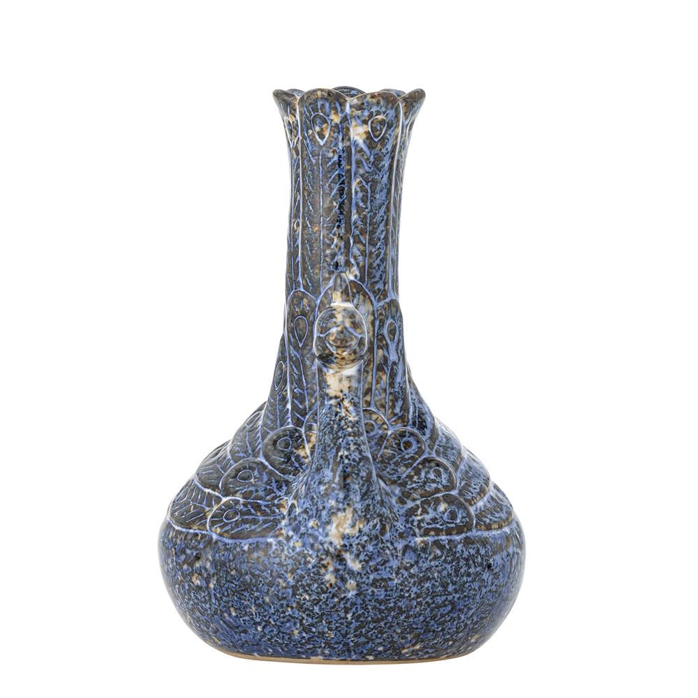 Bloomingville Kali Vase blau Steingut Deko Vase Wohnzimmer Tischdeko skulptural
