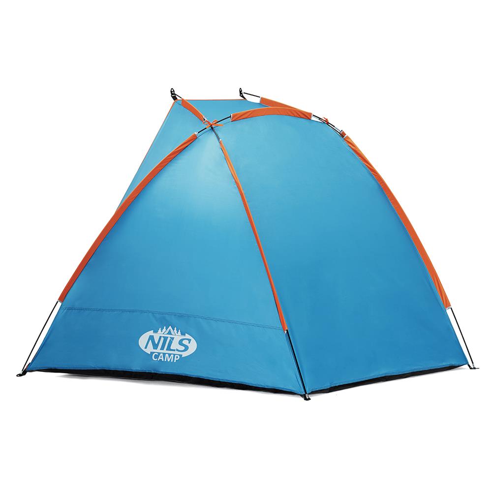 NILS CAMP Strandzelt XXL blau für Strand Camping und Garten UV Schutz großes Familienzelt