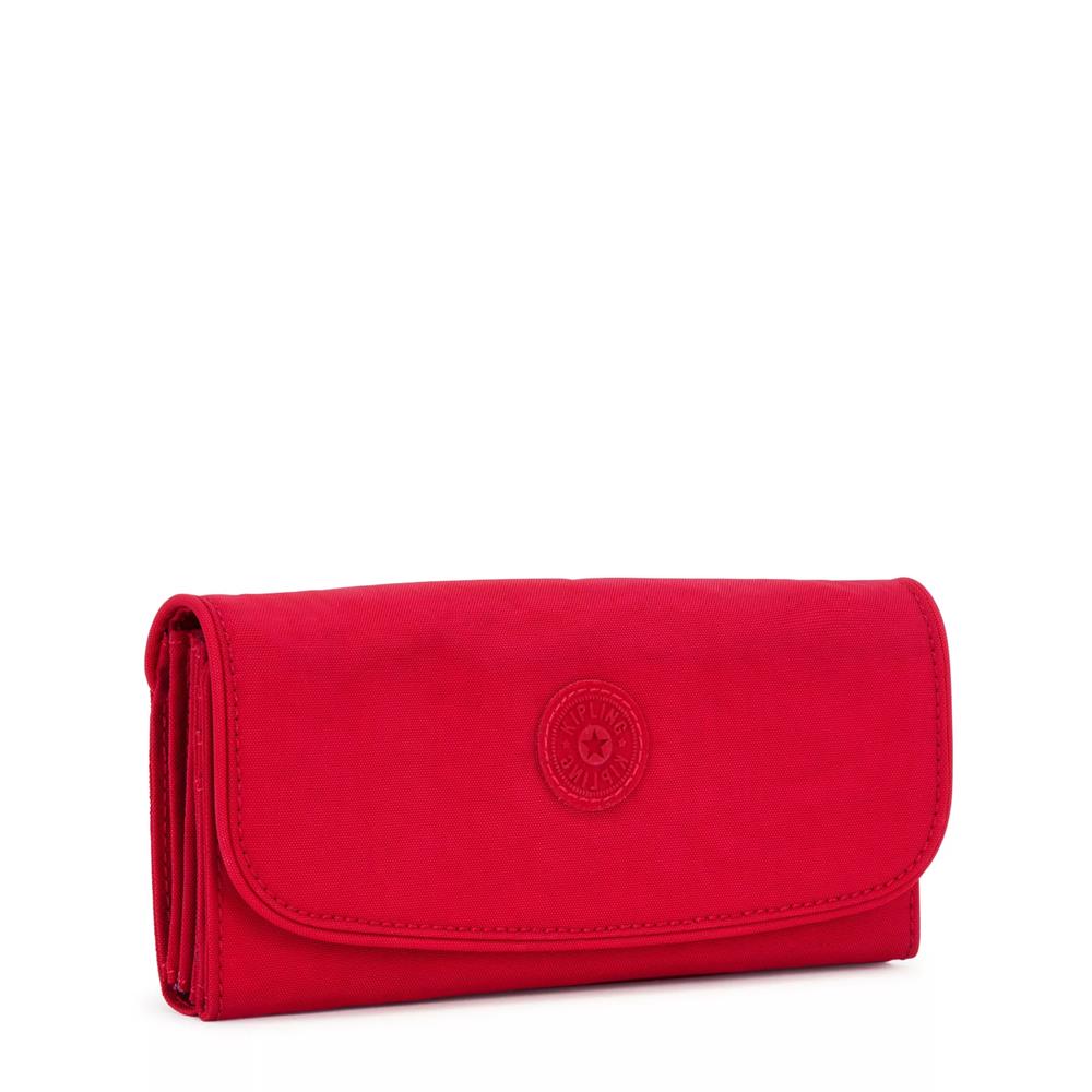Kipling MONEY LAND, großes Portemonnaie, Red Rouge (rot), RFID Geldbörse mit vielen Fächern