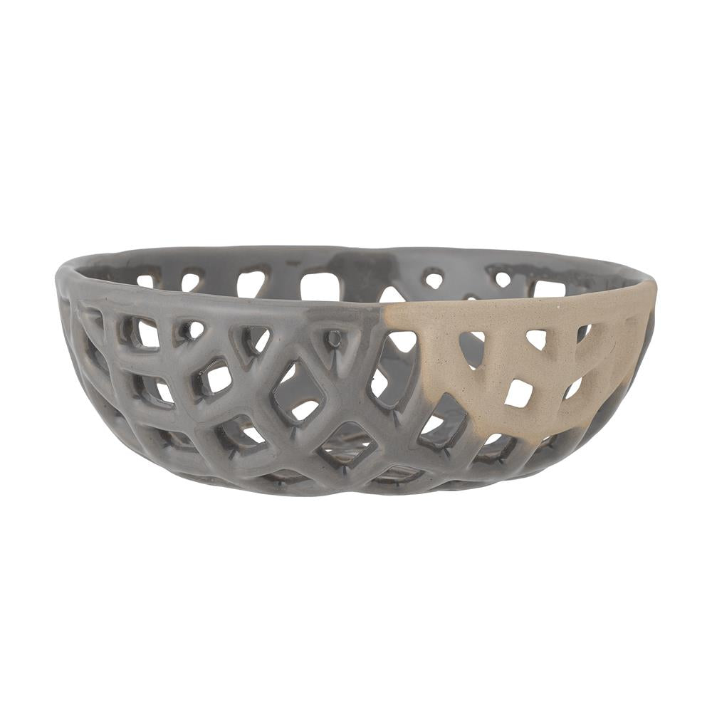 Bloomingville Electra Deko-Schale grau D20,5 cm aus Steingut – skulpturale Schale für Tischdeko