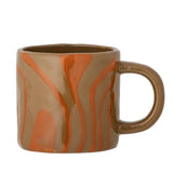 Bloomingville Ninka Tasse, aus Steingut, in Orange, 250 ml, moderner Retro-Look