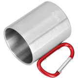 NILS CAMP Campingbecher Edelstahl 300 ml Rot - doppelwandiger Outdoor Becher mit Karabiner für Camping