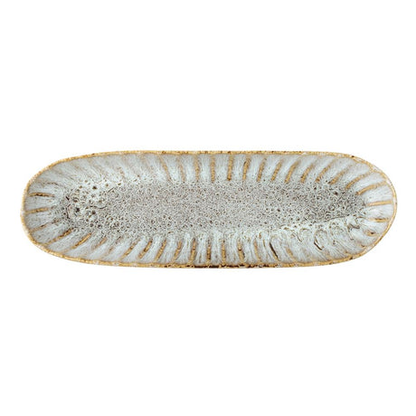 Bloomingville Fleur Servierplatte, Natur, 37,5x12cm, Steingut, dänisches Design