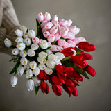 Bloomingville Tulip Blumenstrauß Tulpen in Rot Kunstblumen Deko Strauß 32 cm