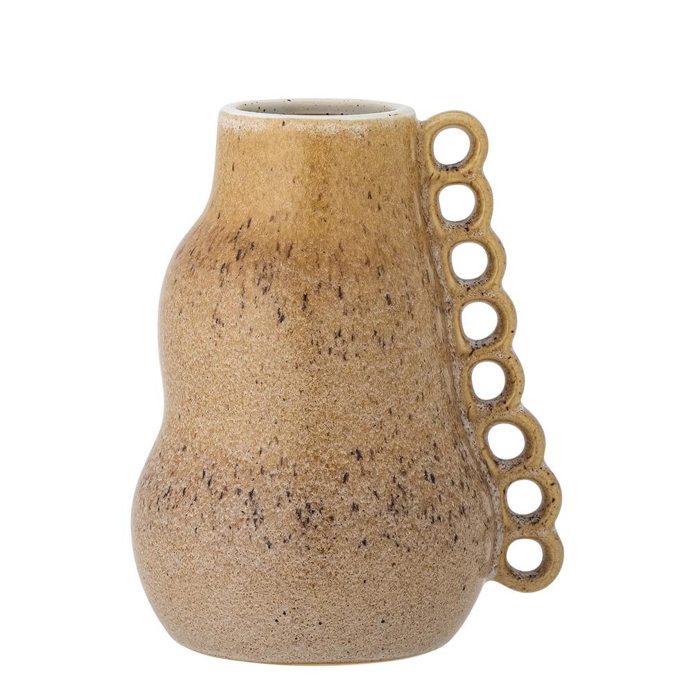 Bloomingville Souri Vase braun D19 cm aus Steingut – dekorative Vase für Wohnzimmer & Tischdeko