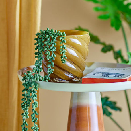 Bloomingville Callo Blumentopf aus Glas in Gelb D17 x H15,5 cm – Pflanzentopf für Wohnzimmer