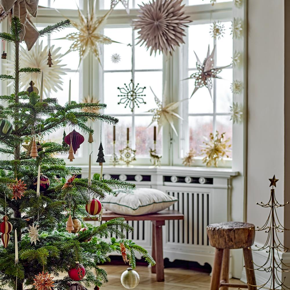 Bloomingville Ruby Dekoschleife Natur Polyester Weihnachtsdeko mit Clip