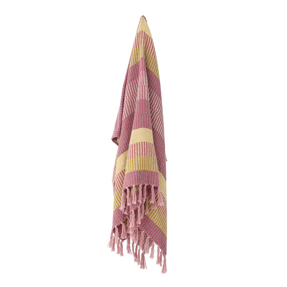 Bloomingville Isnel Decke 160x130 cm – Baumwolle mit Streifenmuster & Fransen