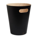 Umbra Woodrow Abfalleimer, Schwarz/Holz, 7,5 Liter, Zweifarbiger Papierkorb