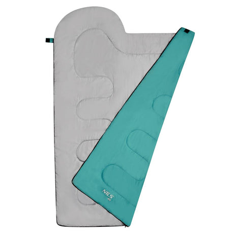 NILS CAMP Schlafsack Größe M Grün-Grau - leichter Sommerschlafsack für Camping, Reisen & Outdoor