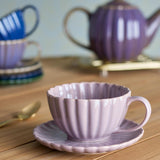 Bloomingville Latina Tasse mit Untertasse Rosa Steingut 180ml